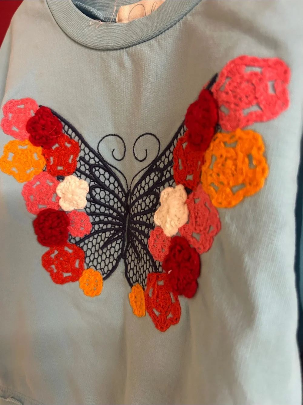 Old Navy black top & Light Blue Butterfly Applique Sweatshirt size 4-5